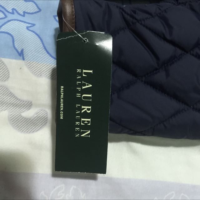Ralph lauren faux clearance leather trim quilted jacket