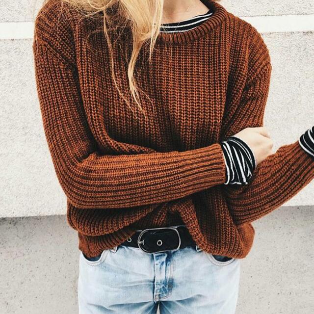 brandy melville burnt orange ollie sweater Women s Fashion Tops Other Tops on Carousell