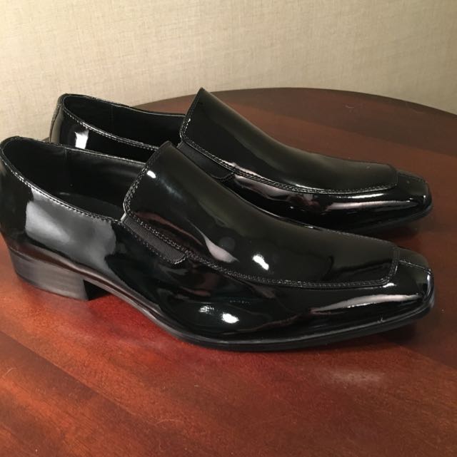 Calvin Klein Black Patent Loafers Men s Fashion Footwear Dress Shoes on Carousell