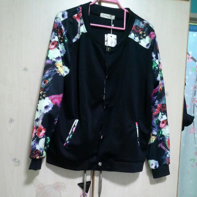 Fall Floral Button Varsity Sweater Jacket main image 0