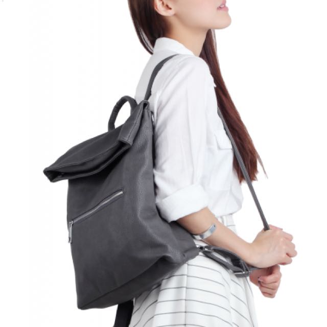 fold over leather backpack