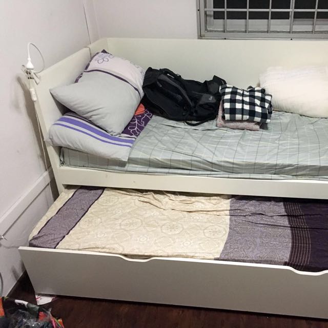 IKEA bed with pullout underbed (Odda), Furniture & Home Living