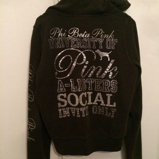 Preloved VS Victoria Secret Pink Charcoal Bling Hoodie Women s Fashion New Undergarments Loungewear on Carousell