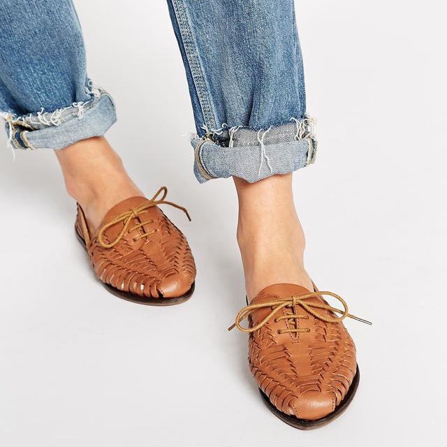 ASOS Jacobelle Tan Leather Huarache Summer Shoes Women s Fashion Footwear Loafers on Carousell