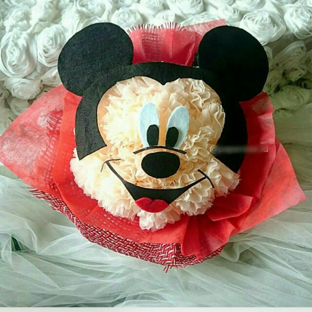 paper mickey mouse flower bouquet, Women's Fashion on Carousell