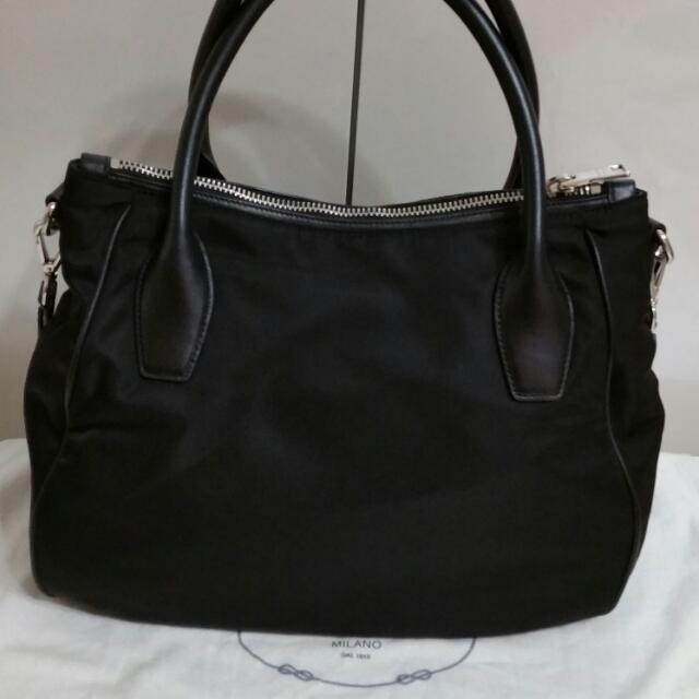 Prada tessuto soft calf nero best sale
