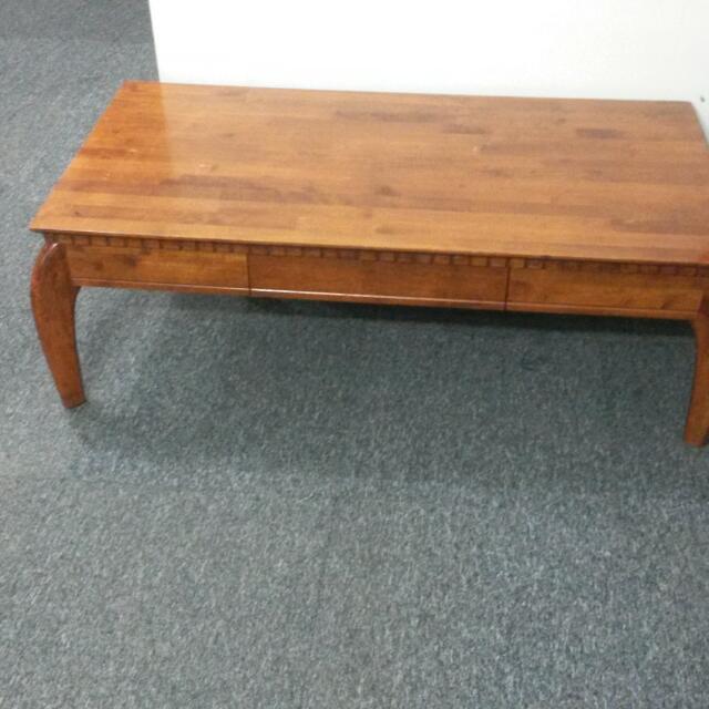 Preloved Solid Teak Wood Coffee Table With Drawer, Furniture & Home