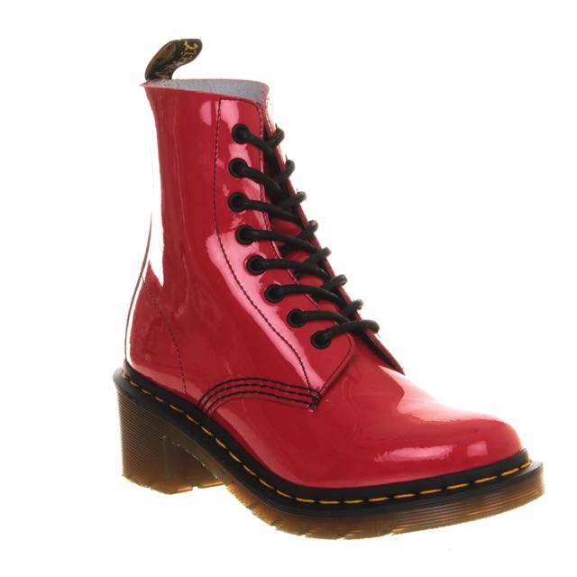 red leather platform boots