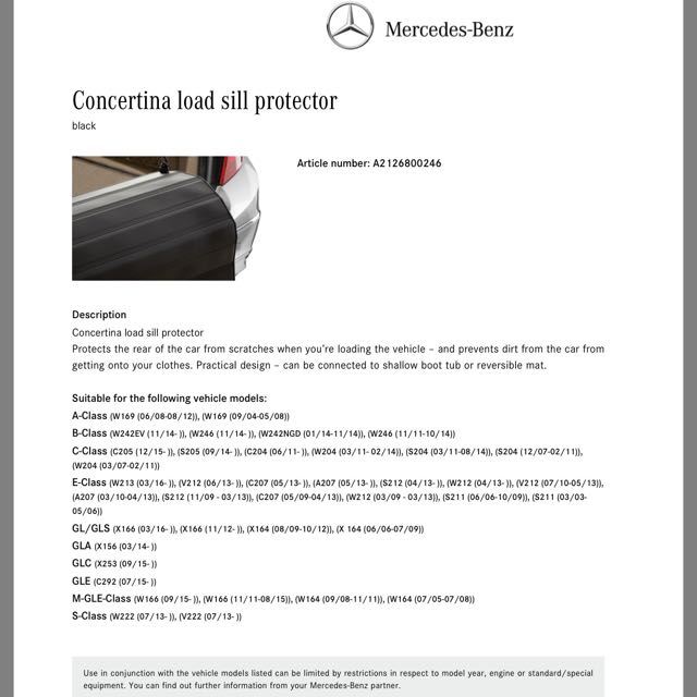 Mercedes concertina load sill protector deals