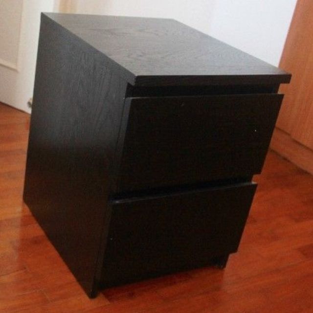 Ikea Malm Chest Of 2 Drawers Bedside Table Black Brown Color