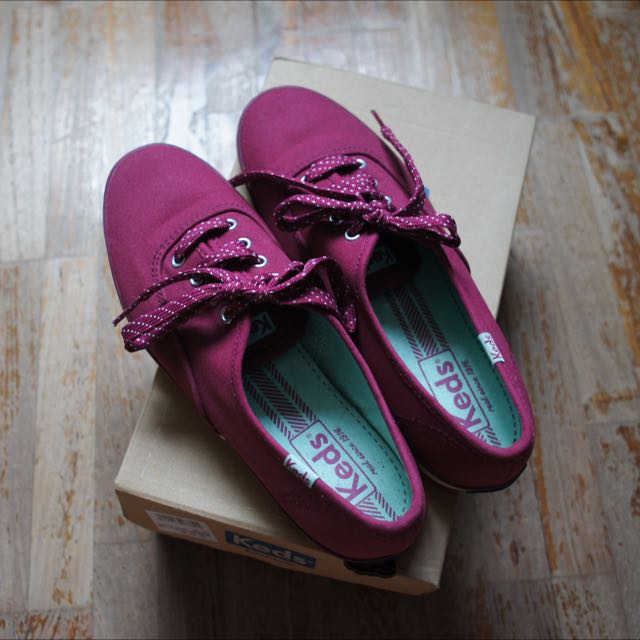 Keds Sneakers (Maroon With Polka Dotted 