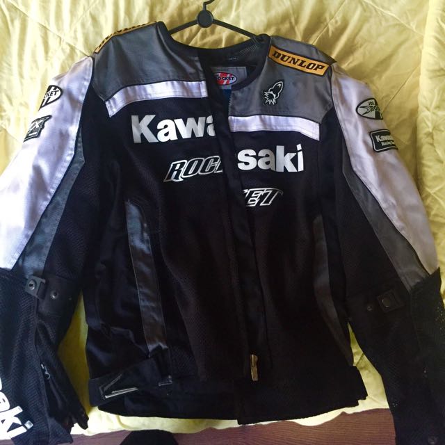 Kawasaki leather motorcycle on sale jacket