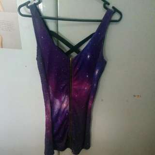 Galaxy dress w. Strappy Back