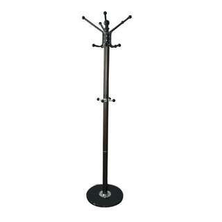 Wooden Print Rotation Unique Standing Coat Hanger with Marble Base (Dark Brown)
