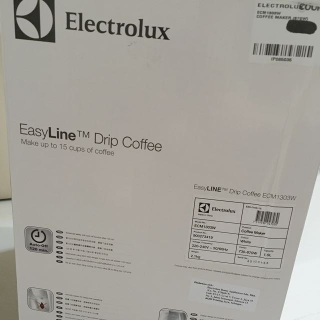 BNIB Electrolux ECM1303W EasyLine Coffee Maker, TV & Home Appliances
