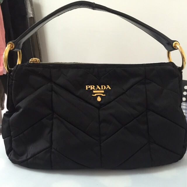 Authentic Preloved Prada Nylon Mini Pochette Shoulder Bag in Black, Luxury,  Bags & Wallets on Carousell
