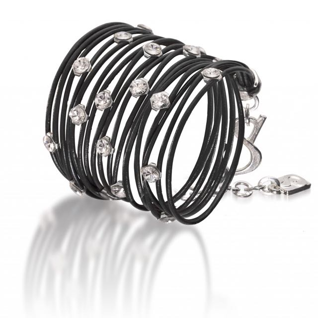 BN SEA SMADAR ELIASAF Crystals and Leather Bracelet