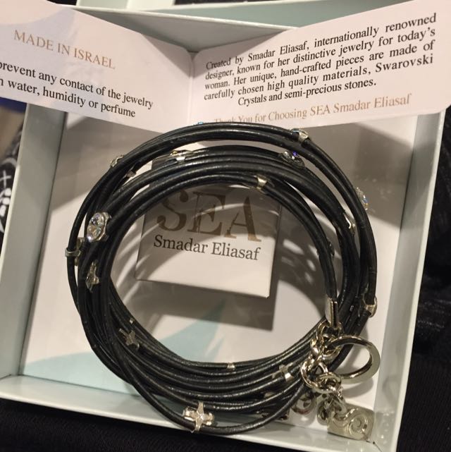 BN SEA SMADAR ELIASAF Crystals and Leather Bracelet