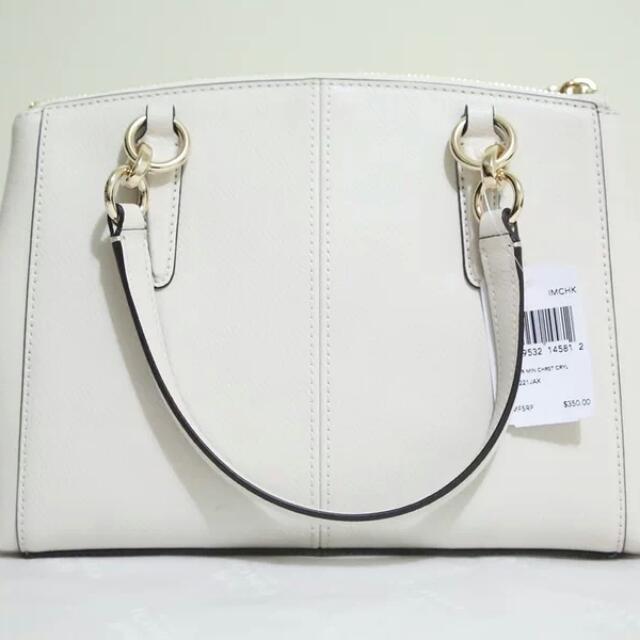 Coach Mini Christie Carryall in Chalk White Crossgrain Leather Handbag –  Essex Fashion House
