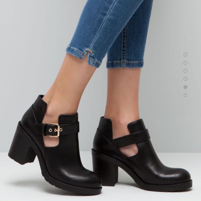 bear High Heel Cut Out Ankle Boots 