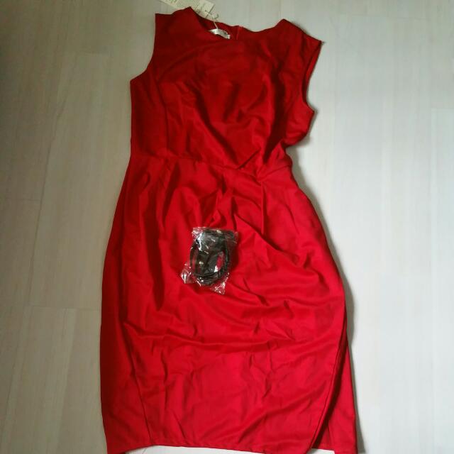 Black and red one piece dress sales