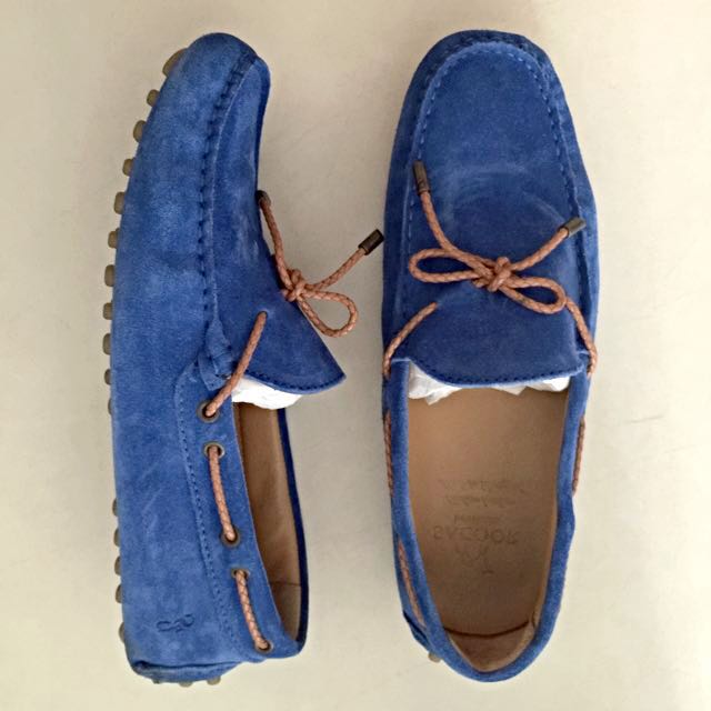 blue driving loafers