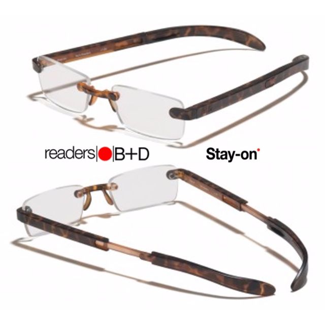 B+D Readers Stayon reading glasses +2.00 Tortoise/Tortoise (Brand New