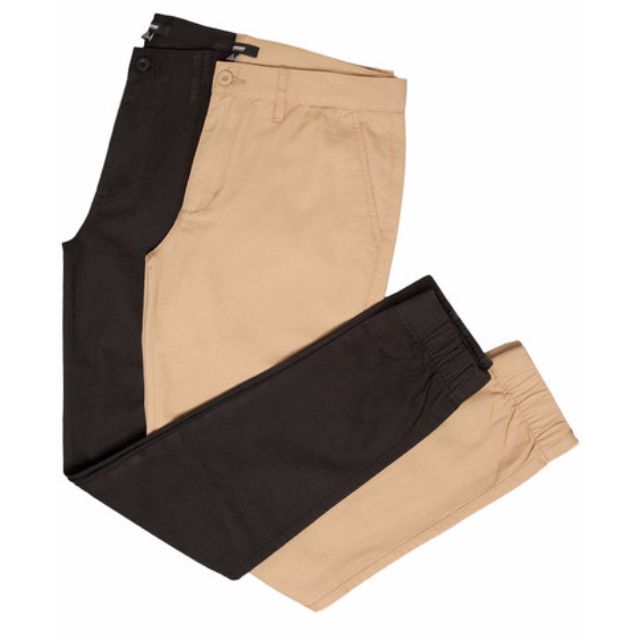 ELWOOD Chino Joggers Slim Fit Tapered Black Khaki SIZE 34