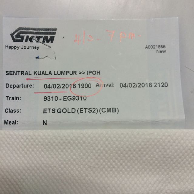 Cny Train Ticket Kl To Ipoh Tickets Vouchers On Carousell