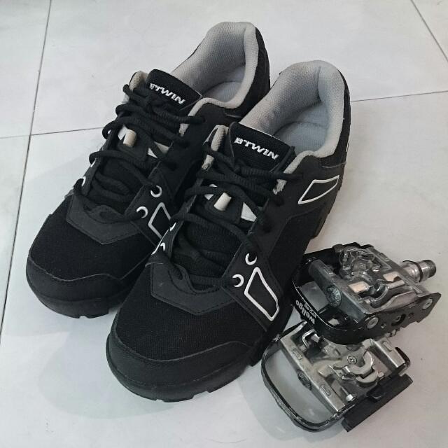 BTWIN Cycling Shoes With Wellgo Spd 