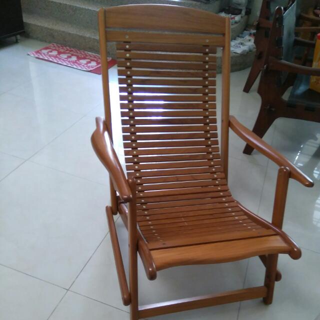 Lounge Recliner Foldable Deck Chair Burmese Teak Wood Home Office