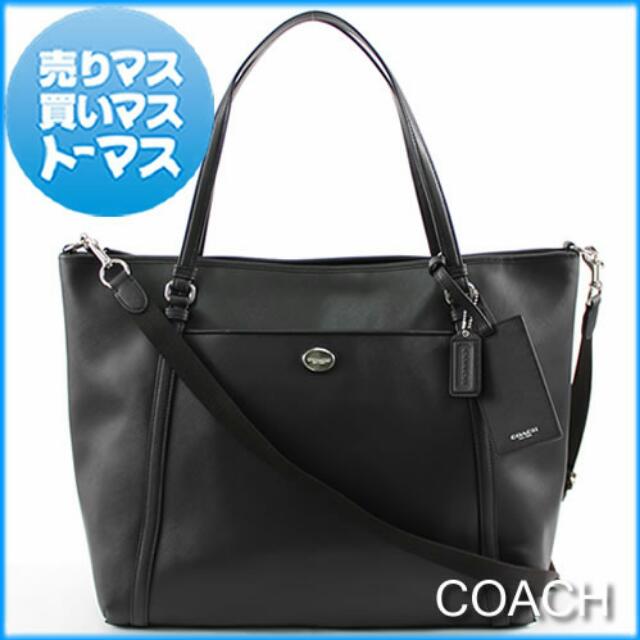 Coach - Saffiano Leather Shoulder Bag Black
