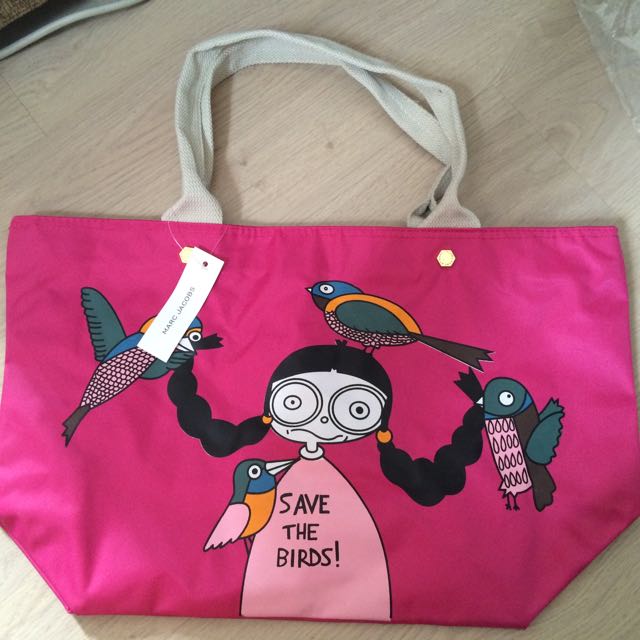 BNWT Marc By Marc Jacobs Save The Birds Pink Tote Bag