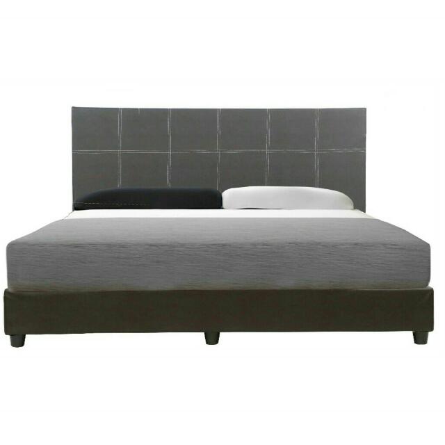 Randy Faux Leather Divan Headboard Queen Bed Bedframe Dark Brown Wood Plus Sleepmed Foam Mattress Posturecare Almost New Furniture On Carousell