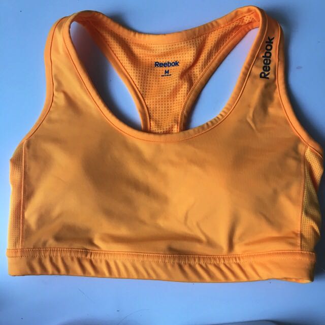 reebok orange sports bra