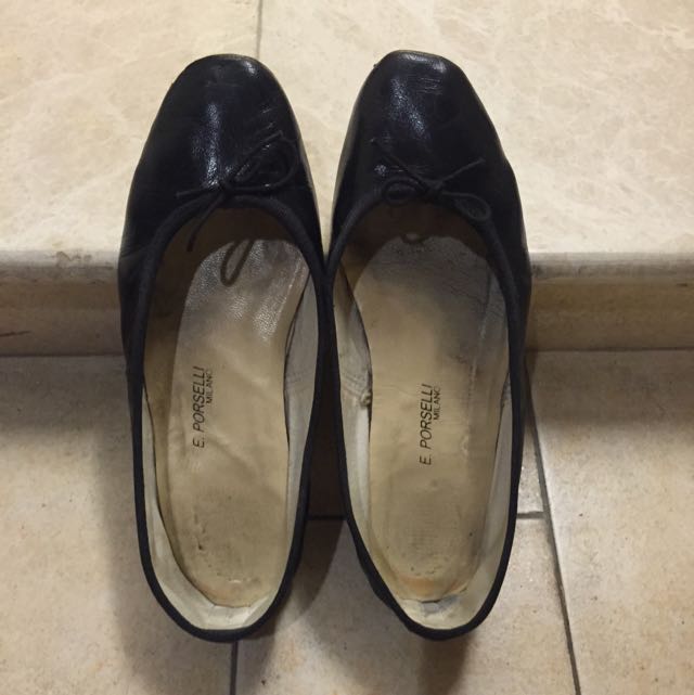 Porselli Black Ballet Flats Size 37 / 7 