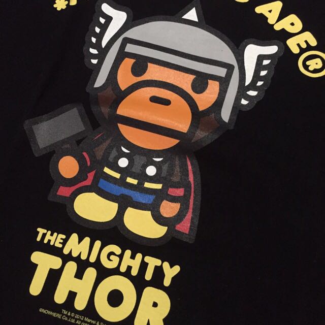 A Bathing Ape: bape THE MIGHTY THOR Milo Black Tee Avengers