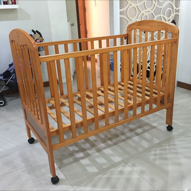 Mama Love Convertible Wooden Baby Cot (Preloved), Babies & Kids on Carousell