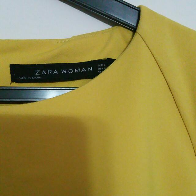 yellow shift dress zara