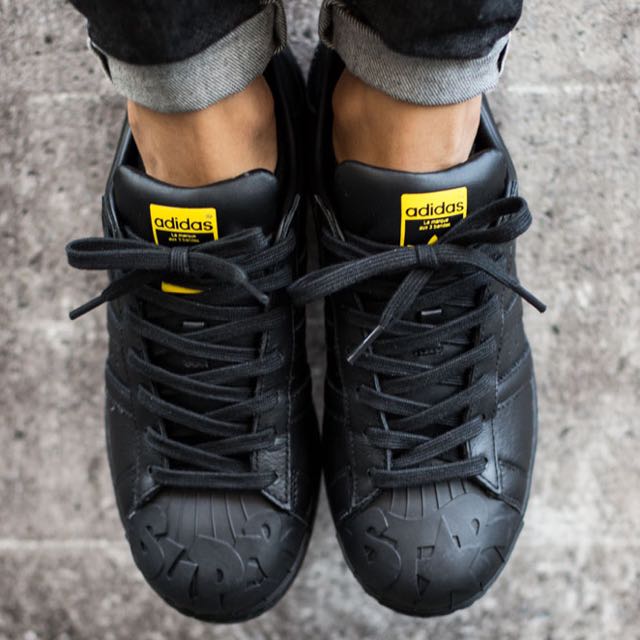 adidas all black leather trainers