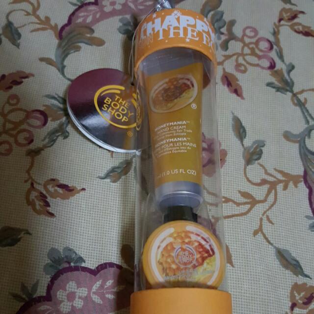Gift Set Honeymania Hand Cream And Lip Balm The Body Shop Women S Fashion On Carousell