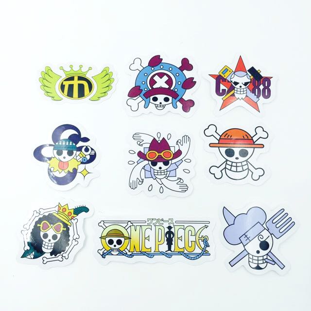 One Piece Pirate Crew Set Of 9 Logo Crest Jolly Roger Stickers