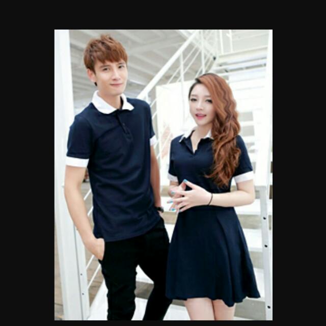 couple polo shirt and dress