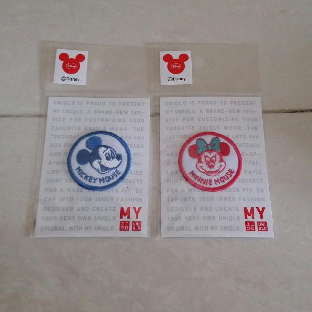 Uniqlo Mickey and Minnie Mouse Iron On Patches, Everything Else on Carousell