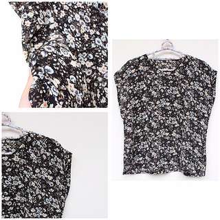 Black Floral Chiffon Top
