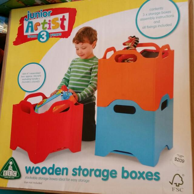 Bnib Elc Wooden Stackable Storage Boxes Babies Kids On Carou