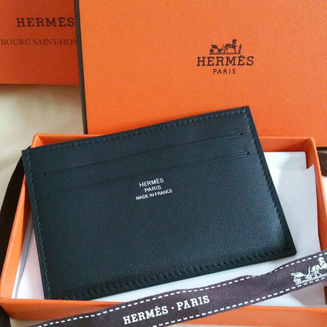 Hermes Blue Izmir Evercolor Leather Citizen Twill Card Holder
