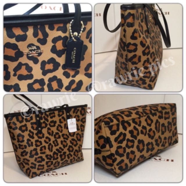 Coach ocelot leopard tote 2025