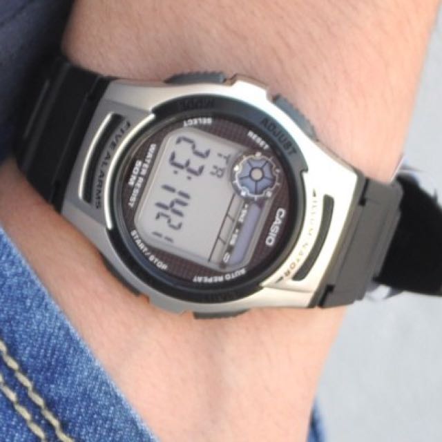Casio Men s Casual Sports Alarm Dual Time Black Digital Watch W213