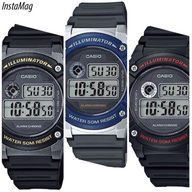 Casio W 216H W216H Standard Chronograph Bezel Mens WR50m Sports Watch